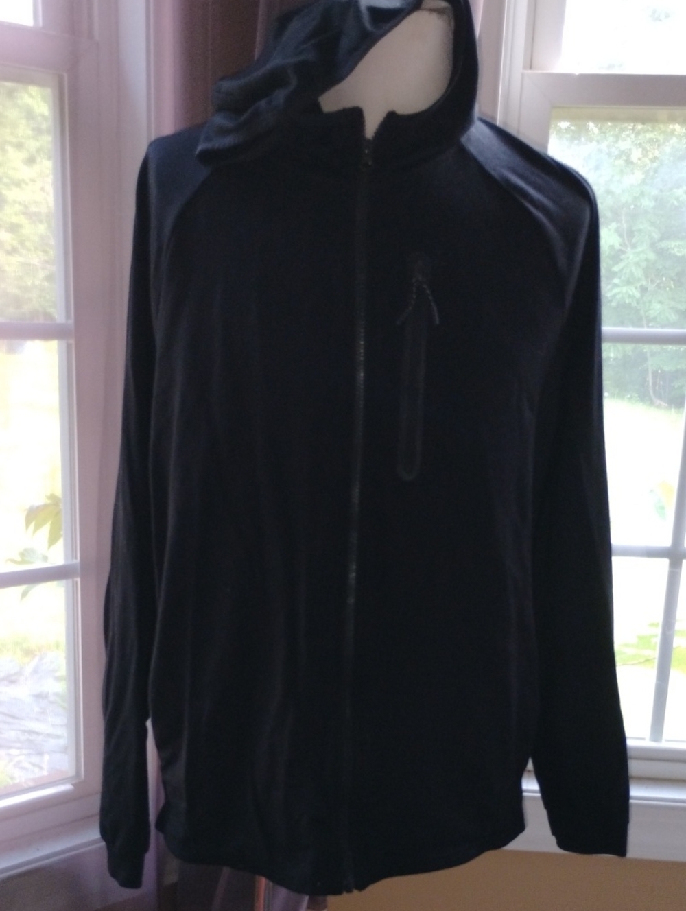 Lightweight Black Hooded Zip Jacket